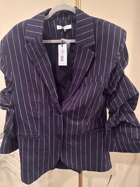 WeWoreWhat Navy Pinstripe Oversized Blazer